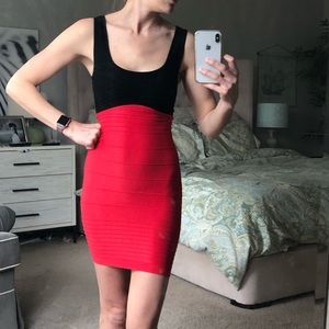 Bebe stretch Bodycon black/red tank dress small